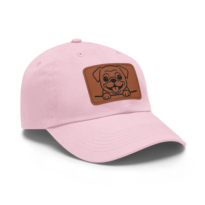Pug Dad Hat – Unisex Leather Patch Adjustable Cap