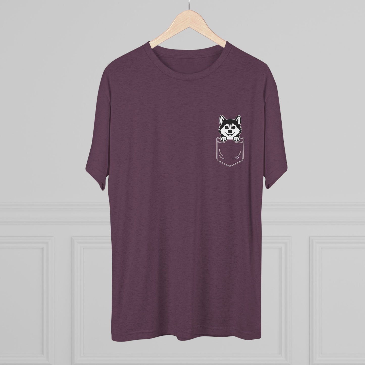 Siberian Husky Pocket-Print Tri-blend Tee