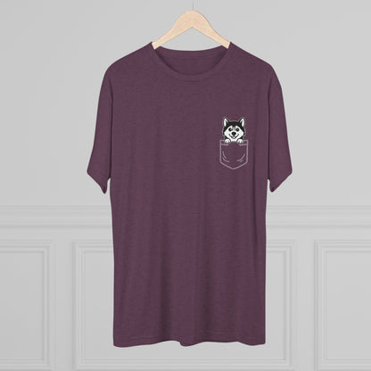 Siberian Husky Pocket-Print Tri-blend Tee