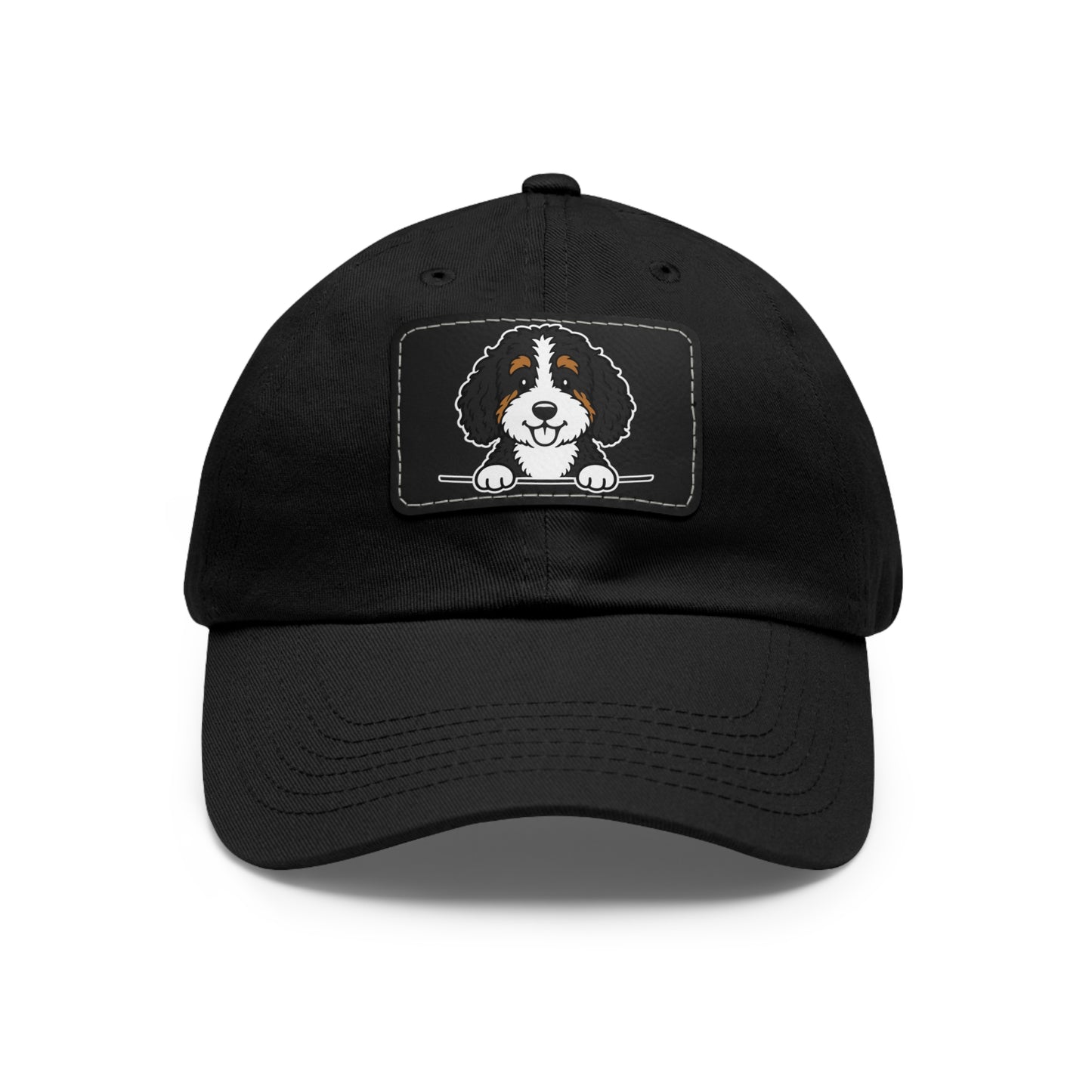 Bernedoodle Dad Hat – Unisex Leather Patch Adjustable Cap
