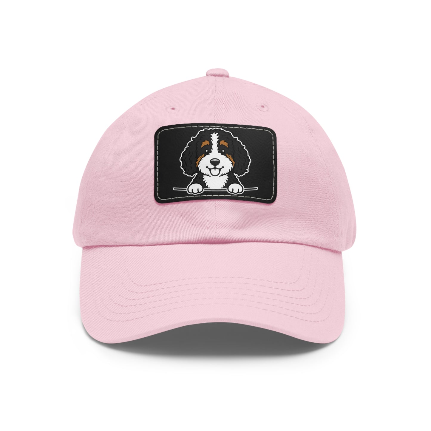 Bernedoodle Dad Hat – Unisex Leather Patch Adjustable Cap