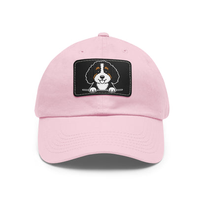 Bernedoodle Dad Hat – Unisex Leather Patch Adjustable Cap