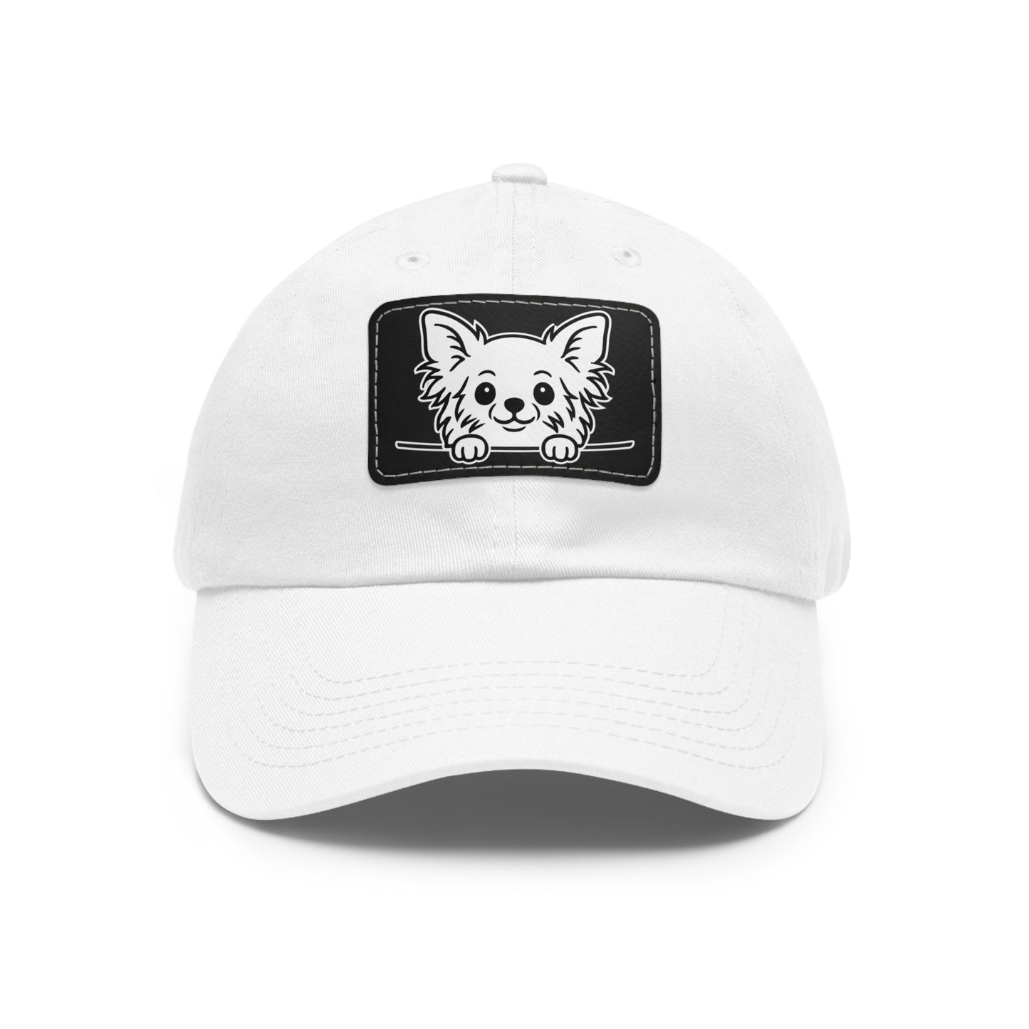 Long Haired Chihuahua Dad Hat – Unisex Leather Patch Adjustable Cap