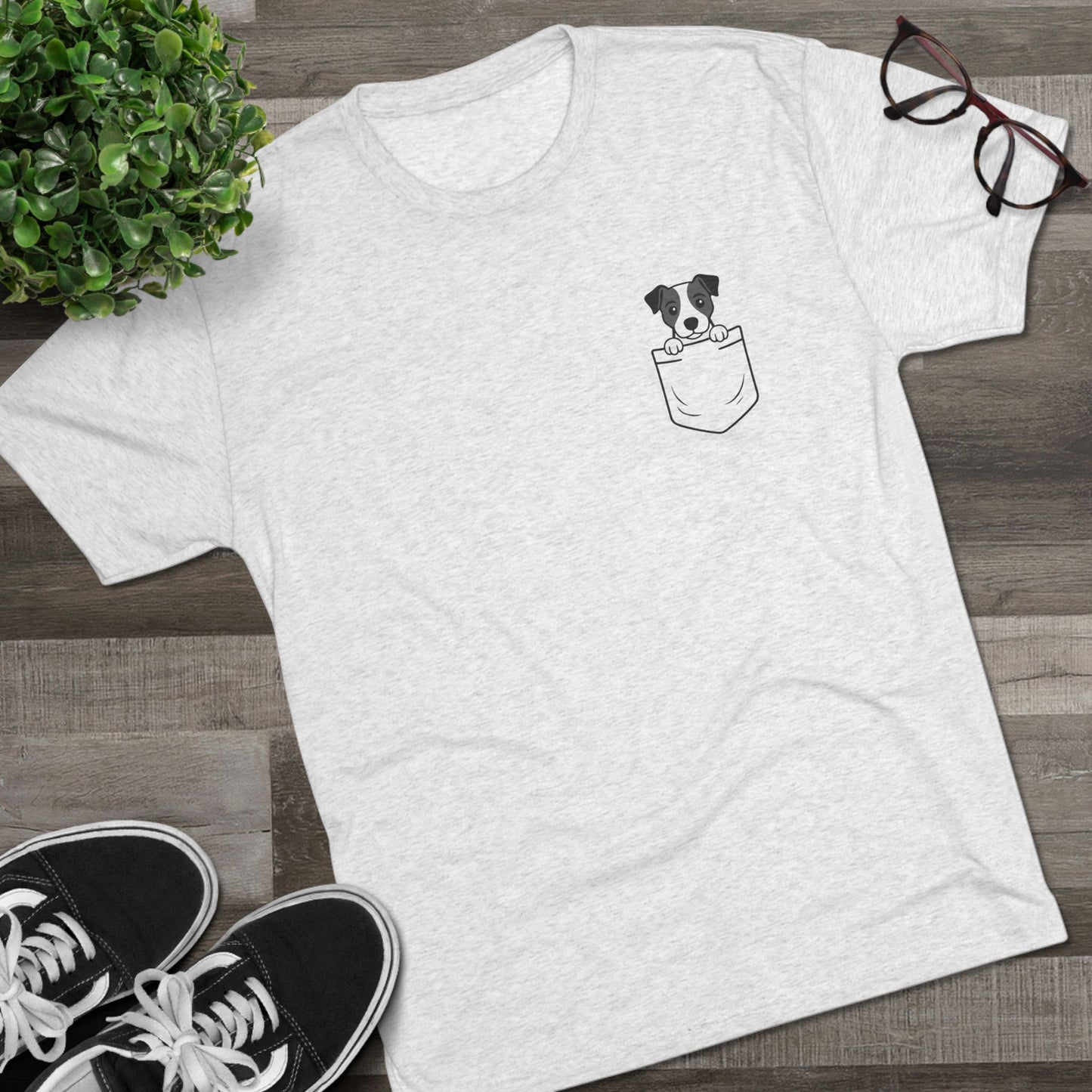 Jack Russell Terrier Pocket-Print Tri-blend Tee