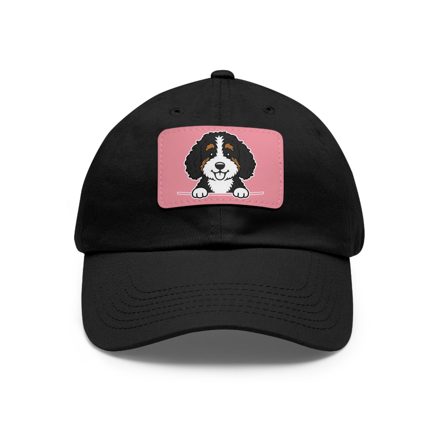 Bernedoodle Dad Hat – Unisex Leather Patch Adjustable Cap
