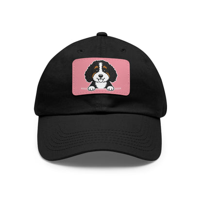 Bernedoodle Dad Hat – Unisex Leather Patch Adjustable Cap