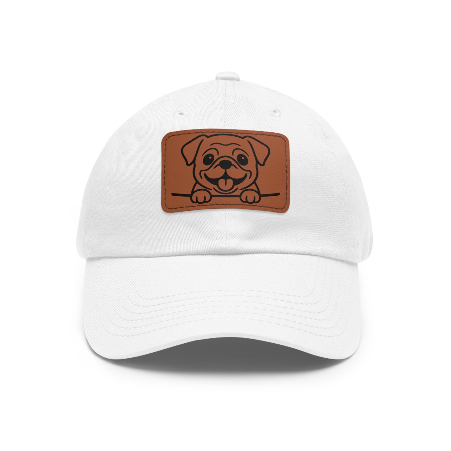 Pug Dad Hat – Unisex Leather Patch Adjustable Cap