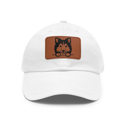 Shetland Sheepdog (Sheltie) Dad Hat – Unisex Leather Patch Adjustable Cap