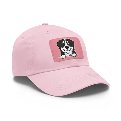 Bernese Mountain Dog Dad Hat – Unisex Leather Patch Adjustable Cap
