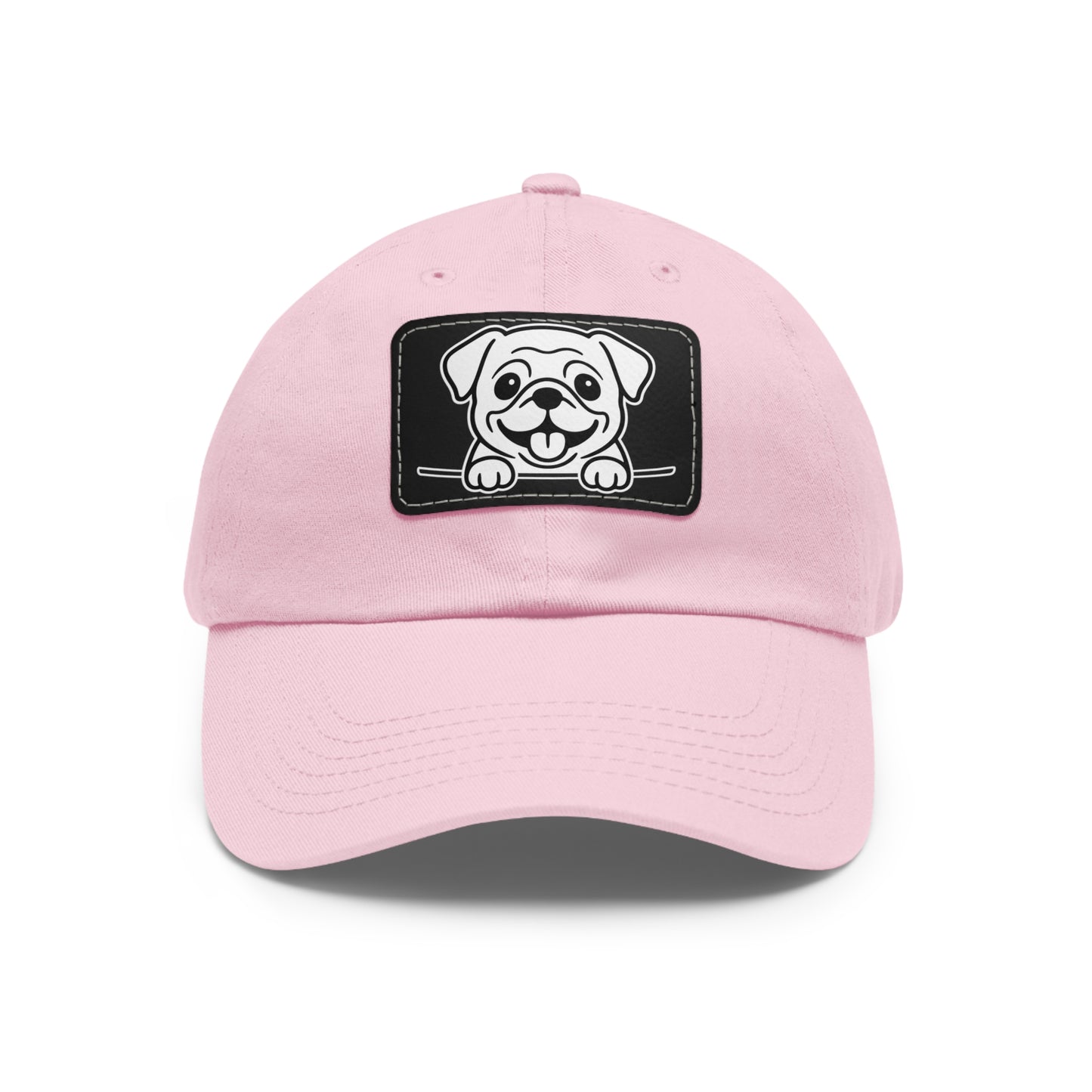 Pug Dad Hat – Unisex Leather Patch Adjustable Cap