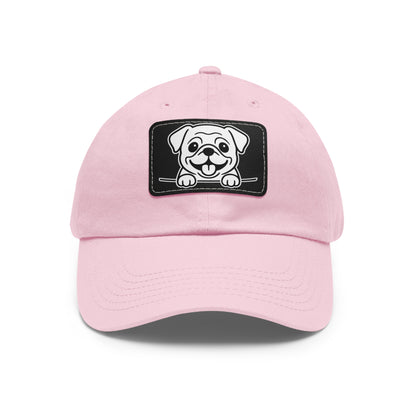 Pug Dad Hat – Unisex Leather Patch Adjustable Cap