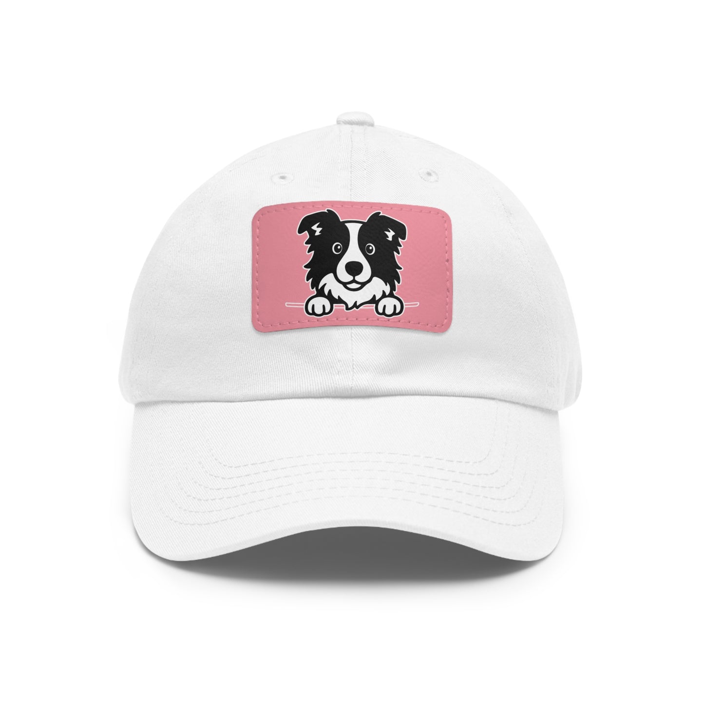 Border Collie Dad Hat – Unisex Leather Patch Adjustable Cap