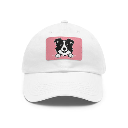 Border Collie Dad Hat – Unisex Leather Patch Adjustable Cap