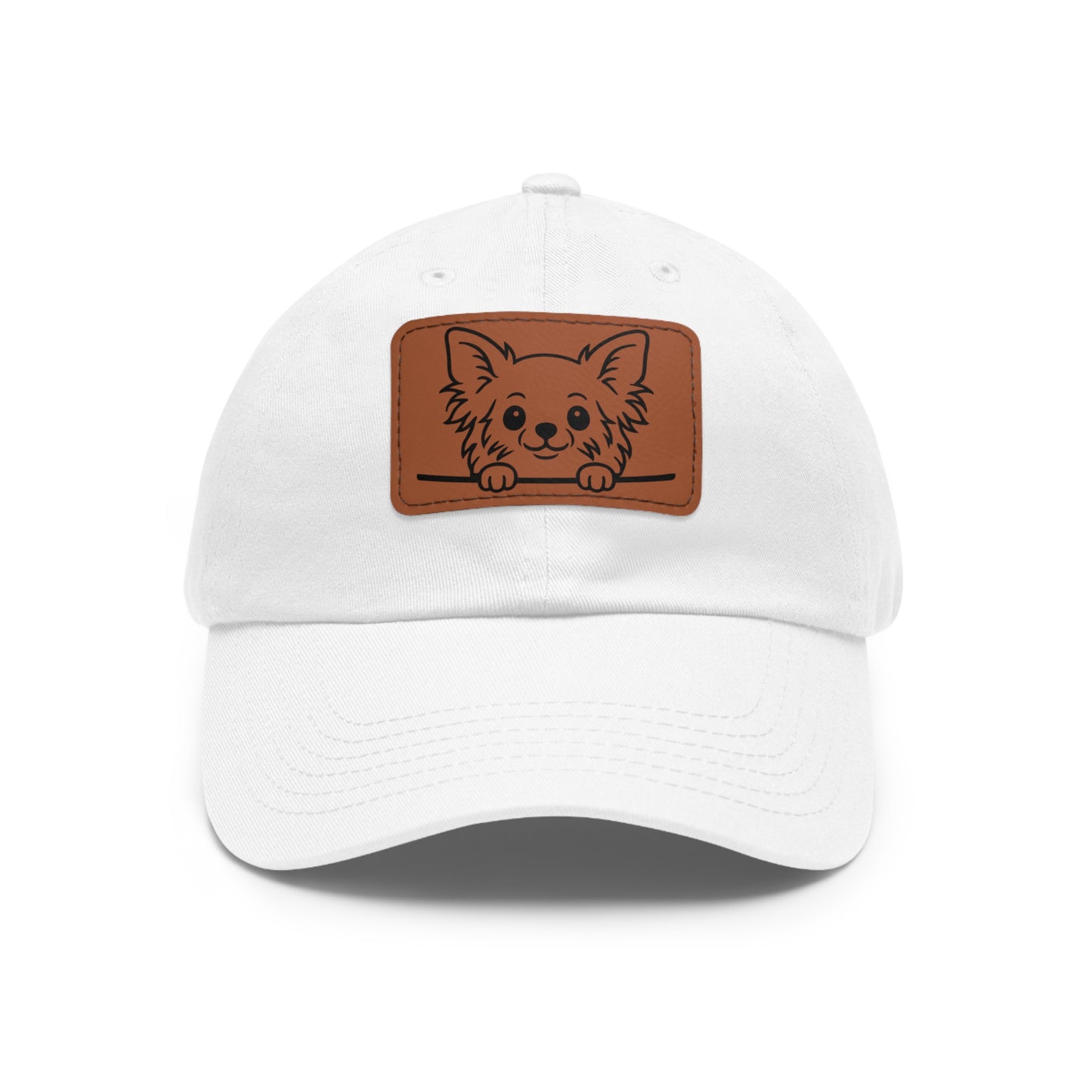 Long Haired Chihuahua Dad Hat – Unisex Leather Patch Adjustable Cap