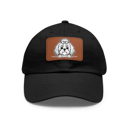 Shih Tzu (Top Knot) Dad Hat – Unisex Leather Patch Adjustable Cap