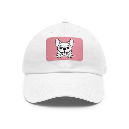 French Bulldog Dad Hat – Unisex Leather Patch Adjustable Cap