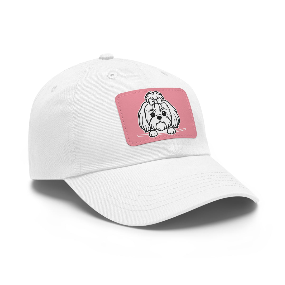 Shih Tzu (Top Knot) Dad Hat – Unisex Leather Patch Adjustable Cap