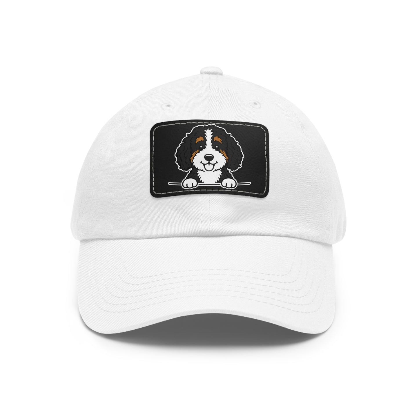 Bernedoodle Dad Hat – Unisex Leather Patch Adjustable Cap