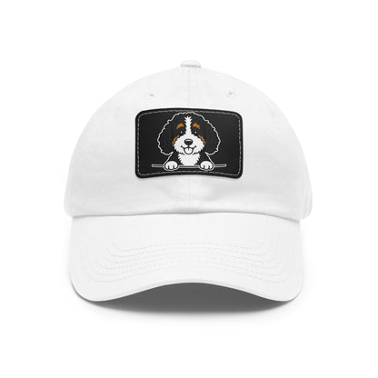 Bernedoodle Dad Hat – Unisex Leather Patch Adjustable Cap