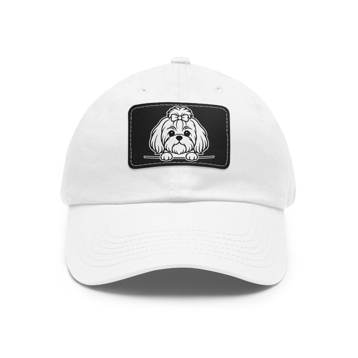 Shih Tzu (Top Knot) Dad Hat – Unisex Leather Patch Adjustable Cap