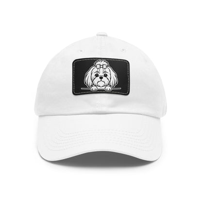 Shih Tzu (Top Knot) Dad Hat – Unisex Leather Patch Adjustable Cap