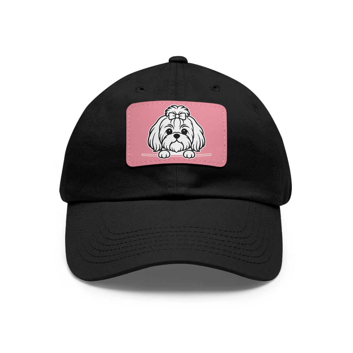 Shih Tzu (Top Knot) Dad Hat – Unisex Leather Patch Adjustable Cap