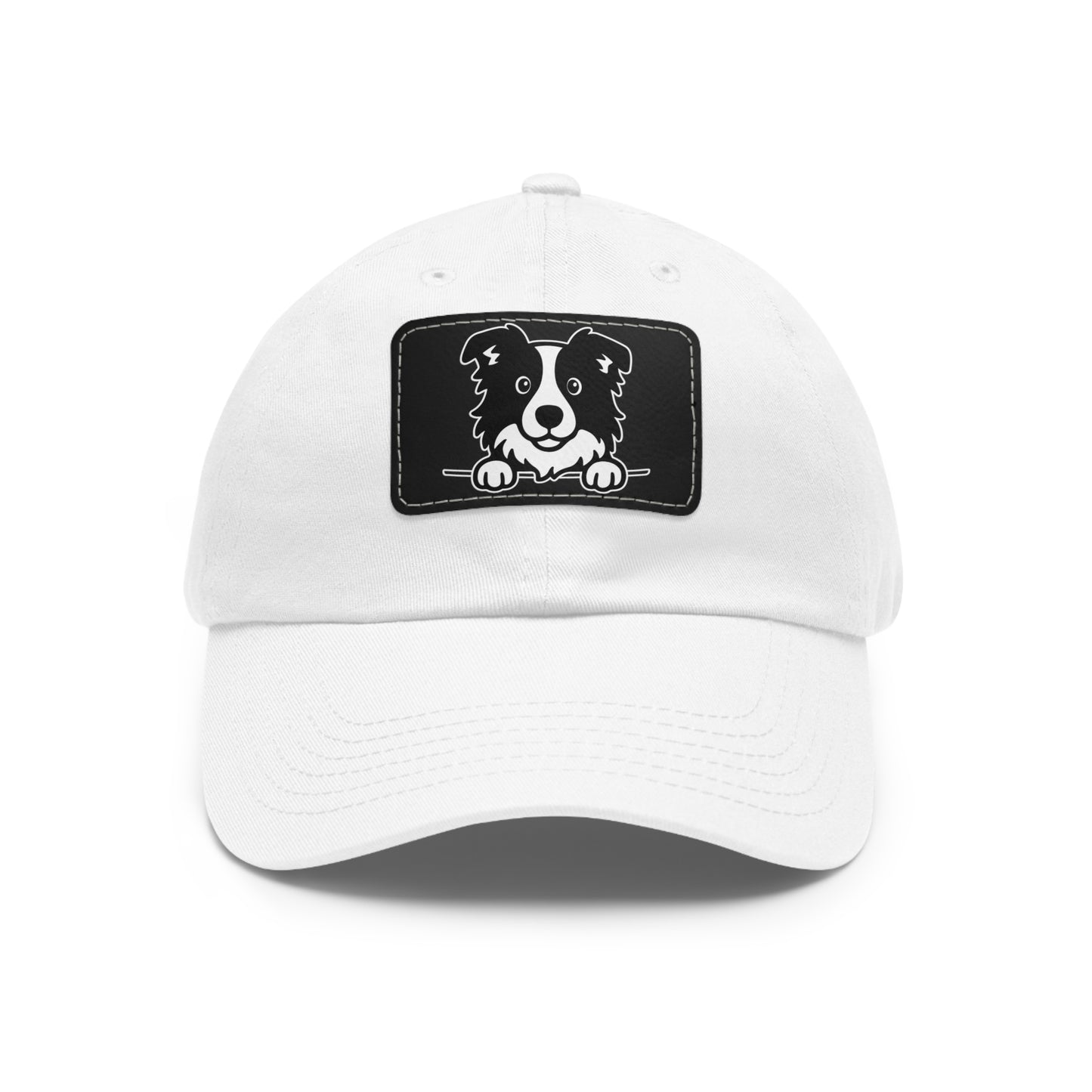 Border Collie Dad Hat – Unisex Leather Patch Adjustable Cap