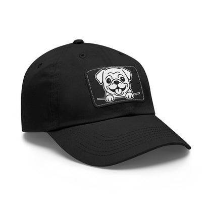Pug Dad Hat – Unisex Leather Patch Adjustable Cap