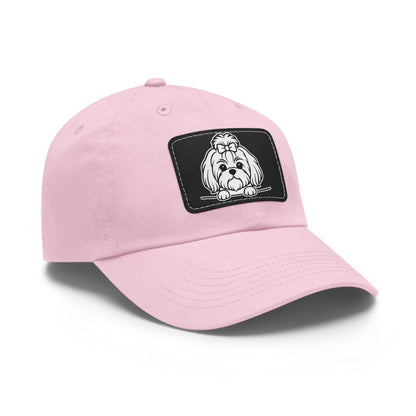 Shih Tzu (Top Knot) Dad Hat – Unisex Leather Patch Adjustable Cap