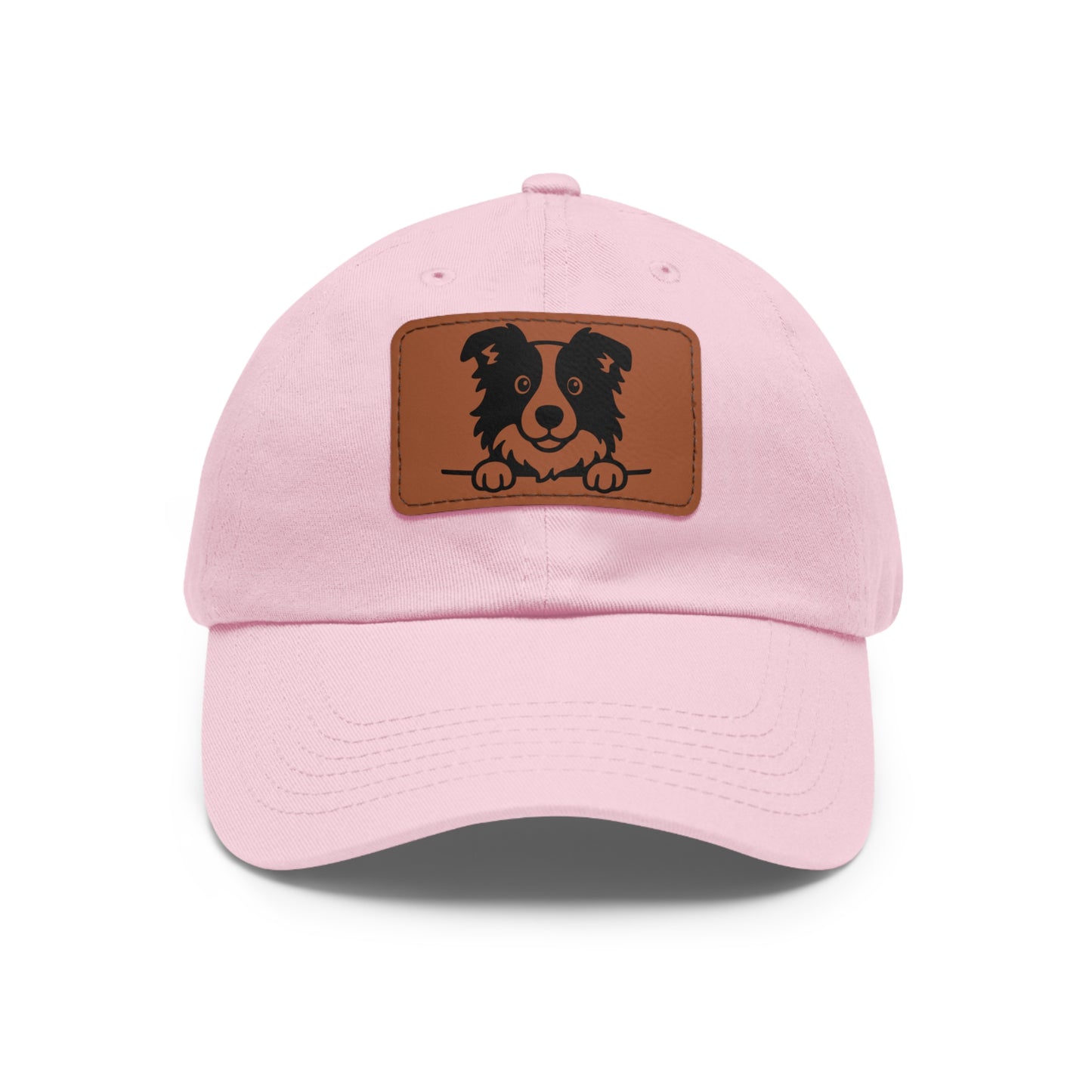 Border Collie Dad Hat – Unisex Leather Patch Adjustable Cap
