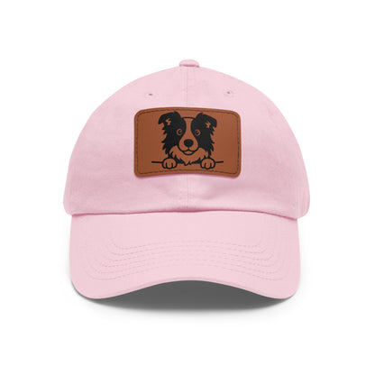 Border Collie Dad Hat – Unisex Leather Patch Adjustable Cap