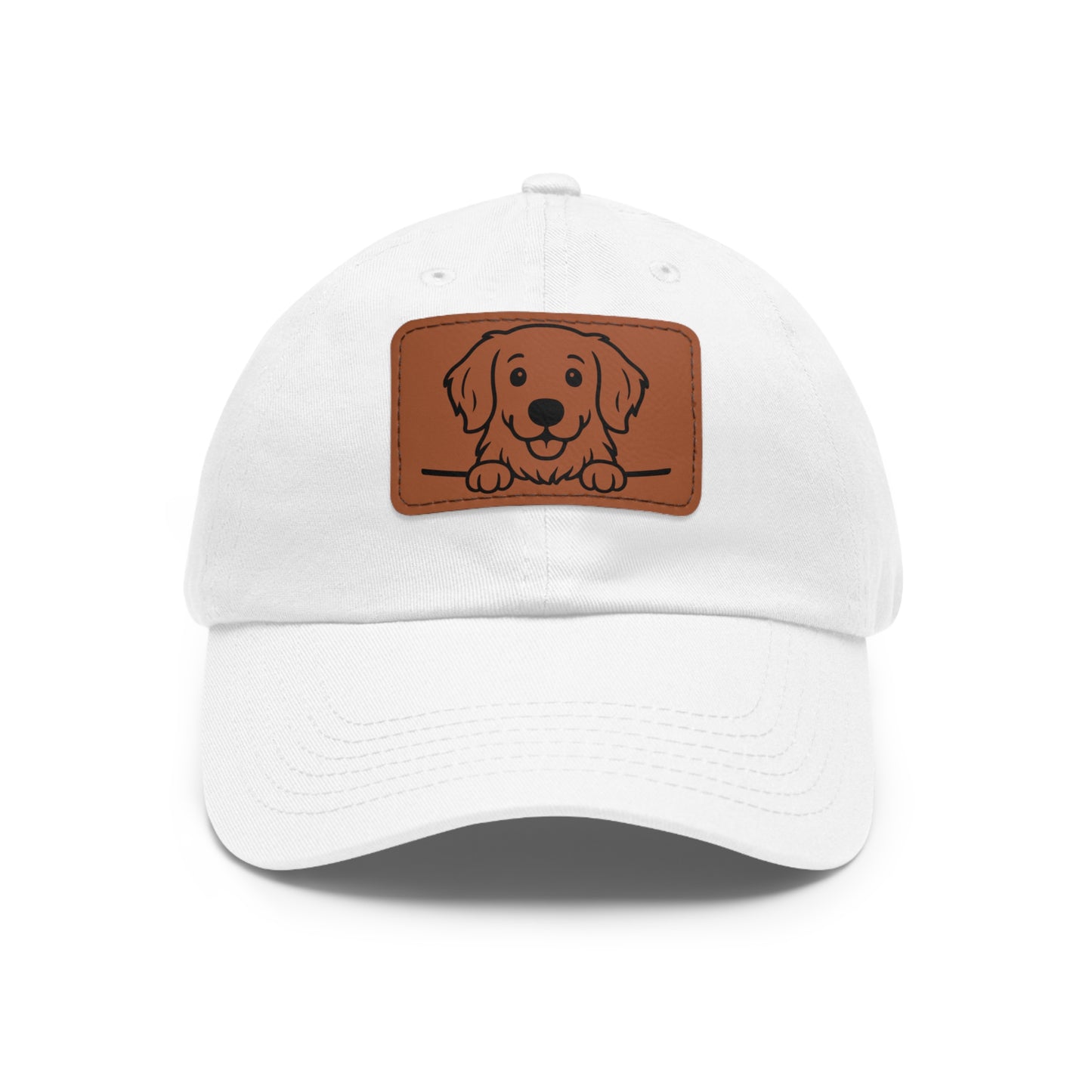 Golden Retriever Dad Hat – Unisex Leather Patch Adjustable Cap