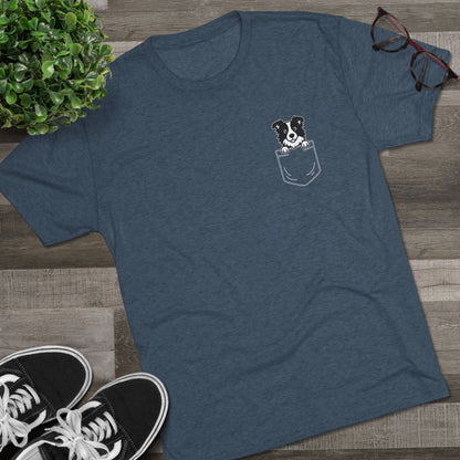 Border Collie Pocket-Print Tri-blend Tee