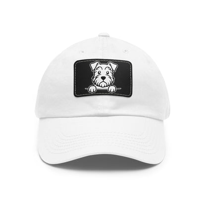 Schnauzer Dad Hat – Unisex Leather Patch Adjustable Cap