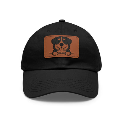 Bernese Mountain Dog Dad Hat – Unisex Leather Patch Adjustable Cap