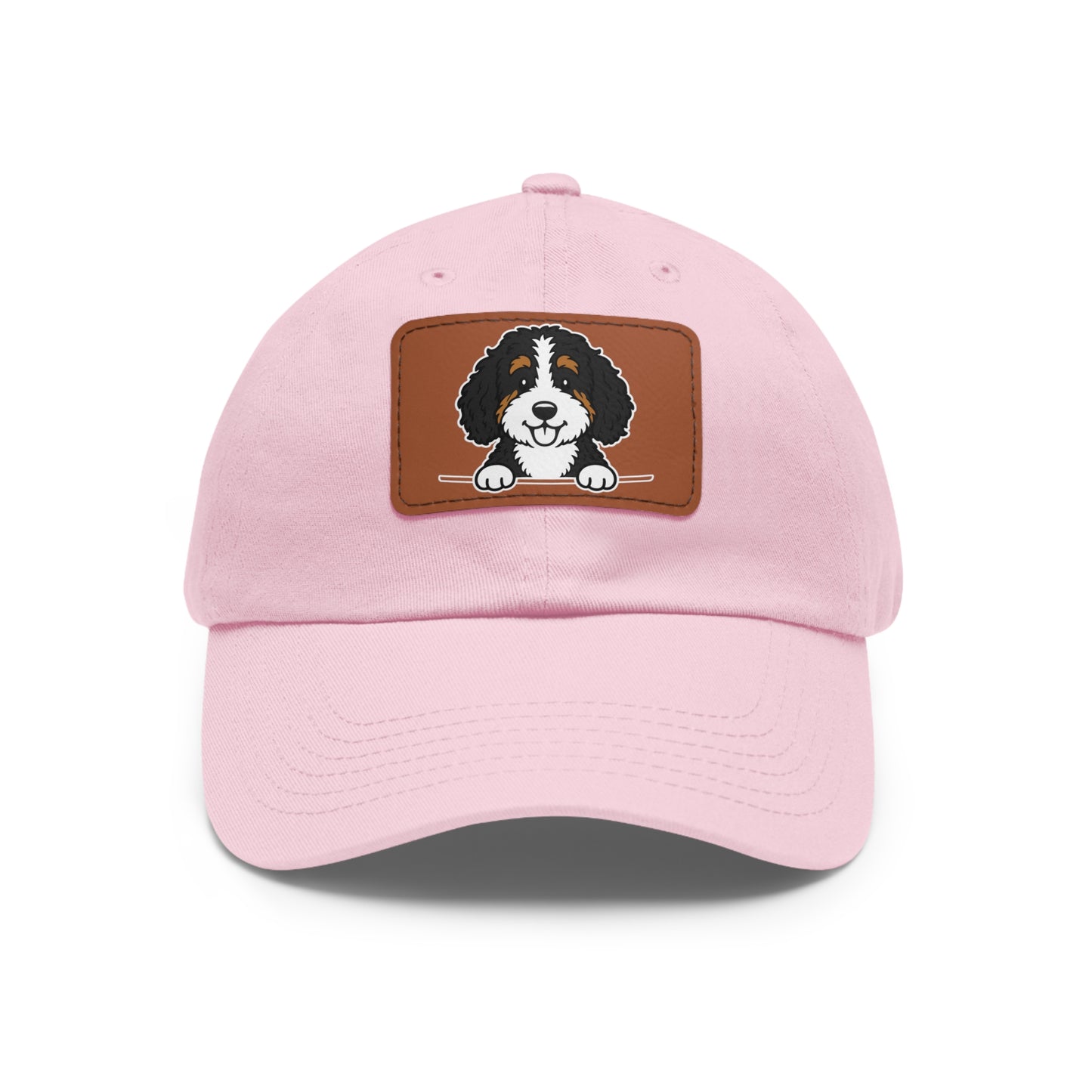 Bernedoodle Dad Hat – Unisex Leather Patch Adjustable Cap