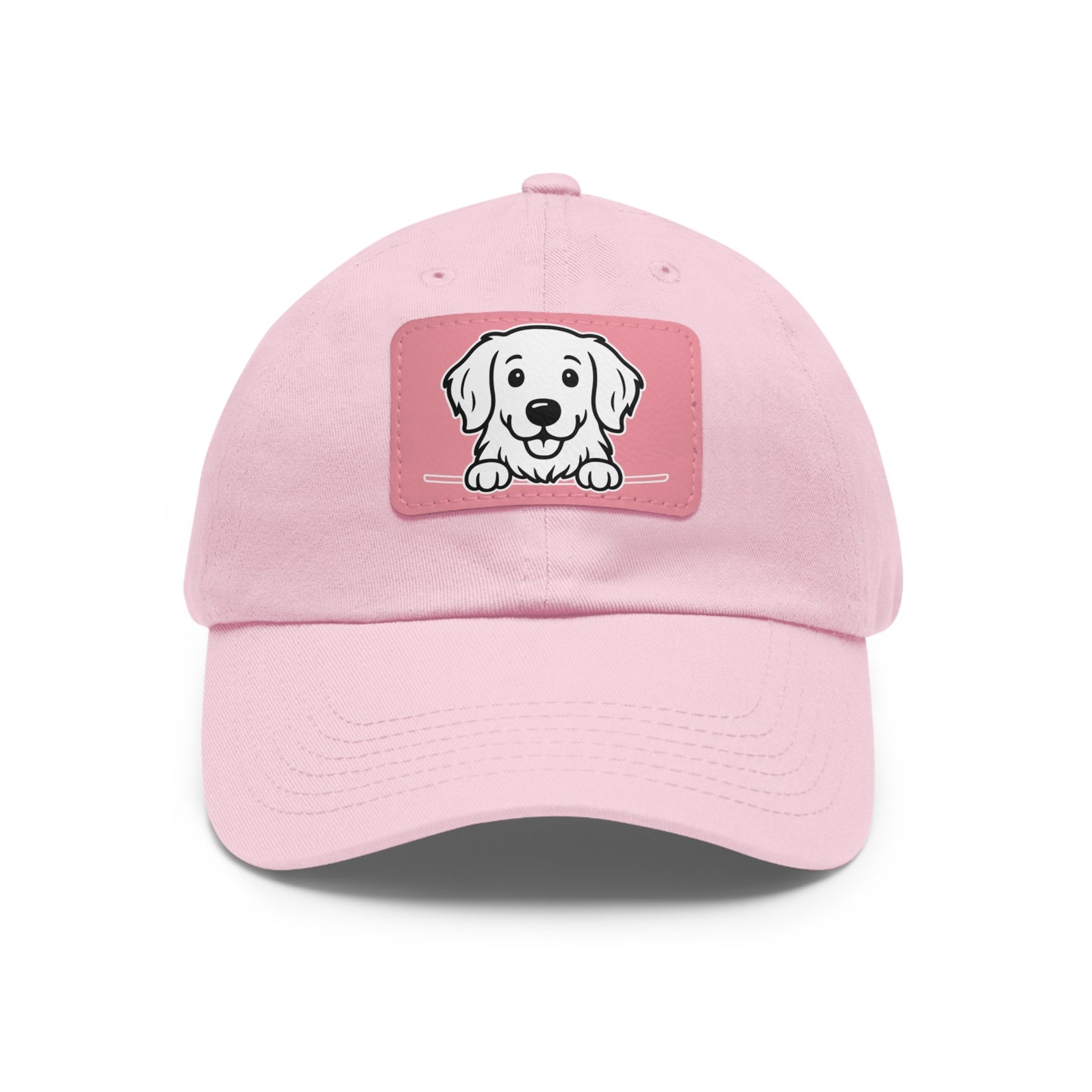 Golden Retriever Dad Hat – Unisex Leather Patch Adjustable Cap