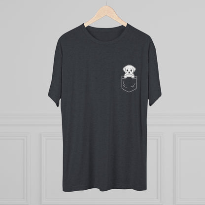 Shorkie Pocket-Print Tri-blend Tee