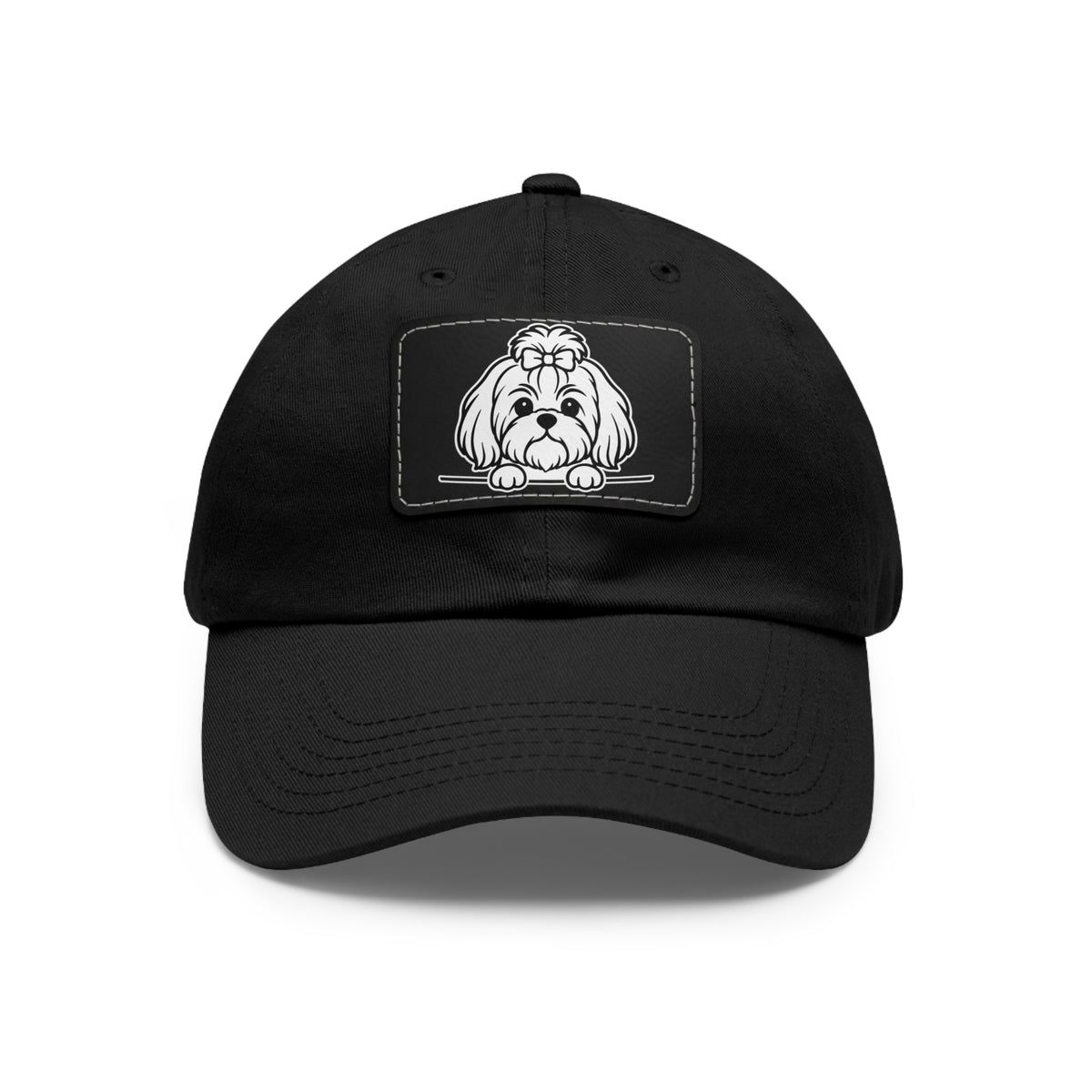 Shih Tzu (Top Knot) Dad Hat – Unisex Leather Patch Adjustable Cap