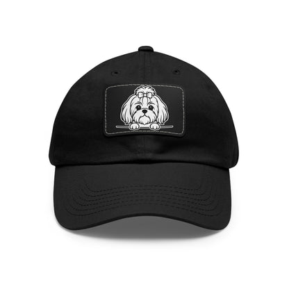 Shih Tzu (Top Knot) Dad Hat – Unisex Leather Patch Adjustable Cap