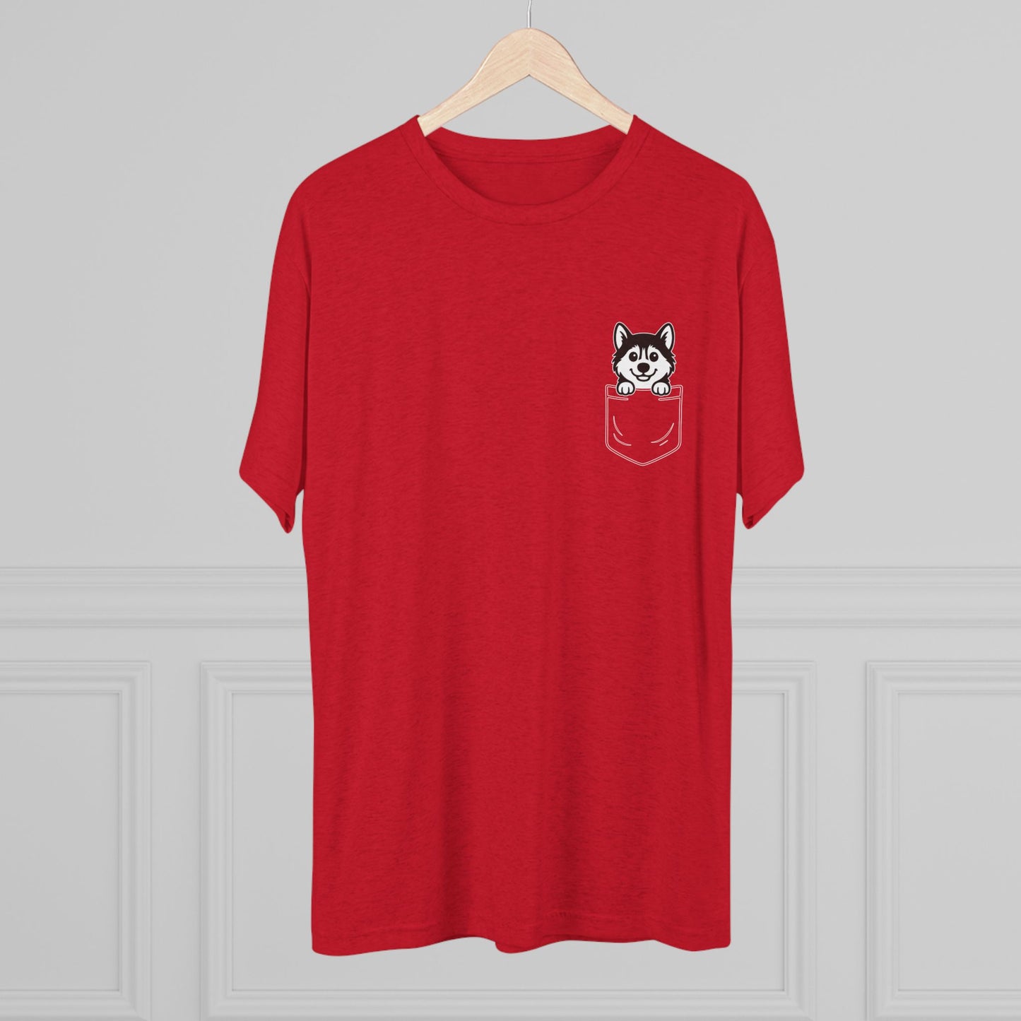 Siberian Husky Pocket-Print Tri-blend Tee