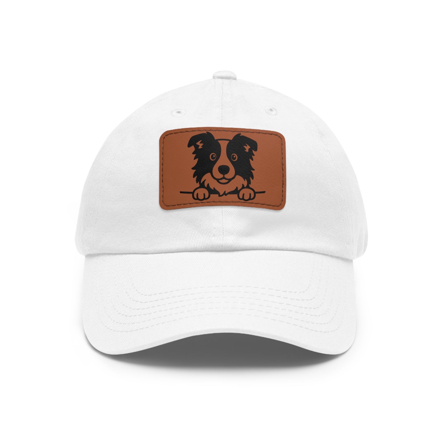 Border Collie Dad Hat – Unisex Leather Patch Adjustable Cap