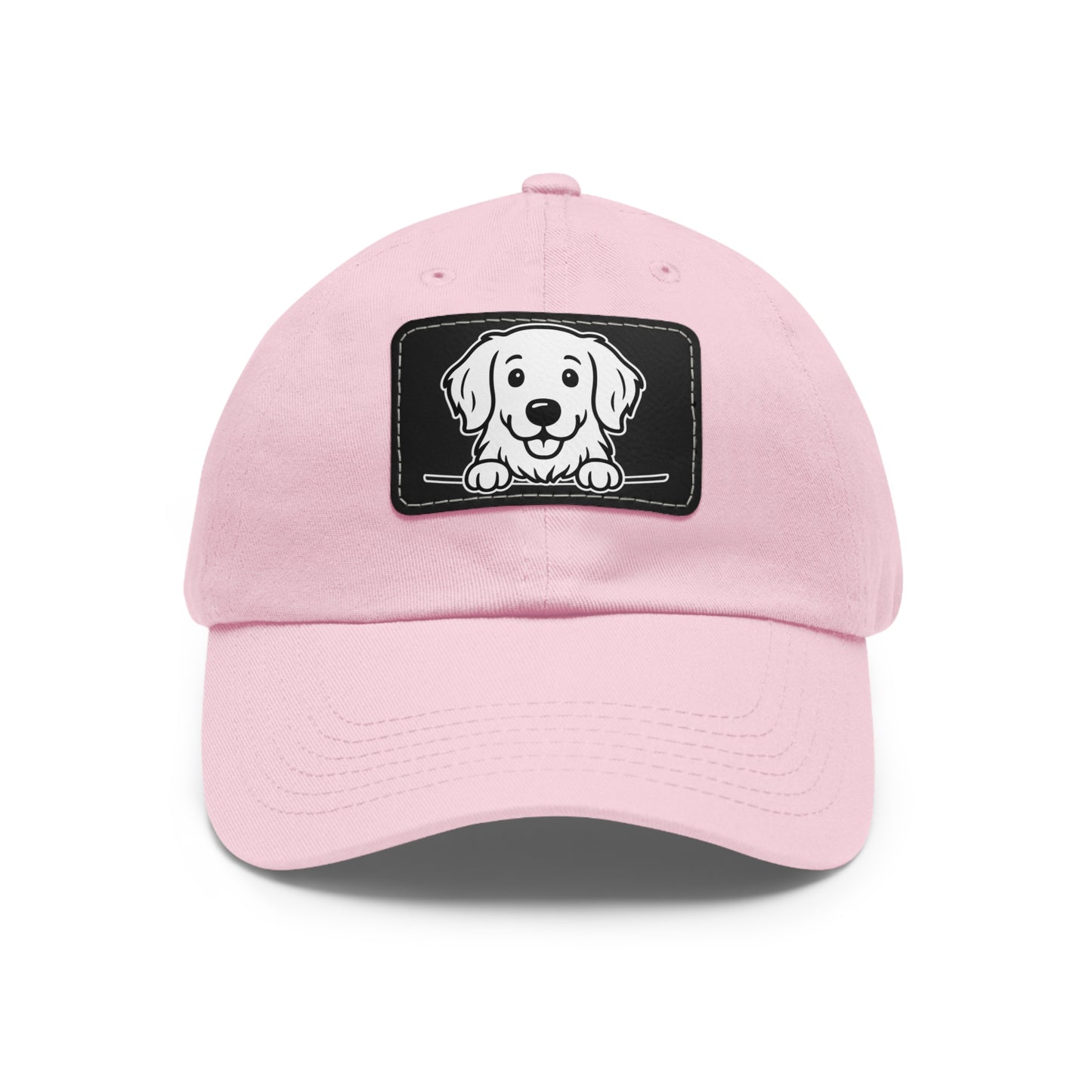 Golden Retriever Dad Hat – Unisex Leather Patch Adjustable Cap