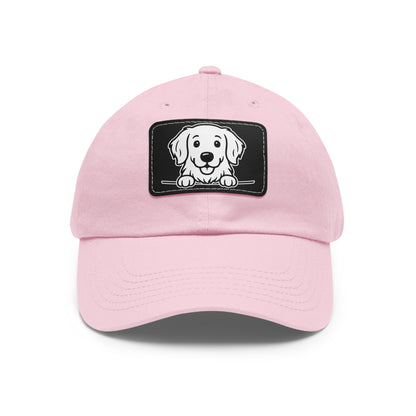 Golden Retriever Dad Hat – Unisex Leather Patch Adjustable Cap