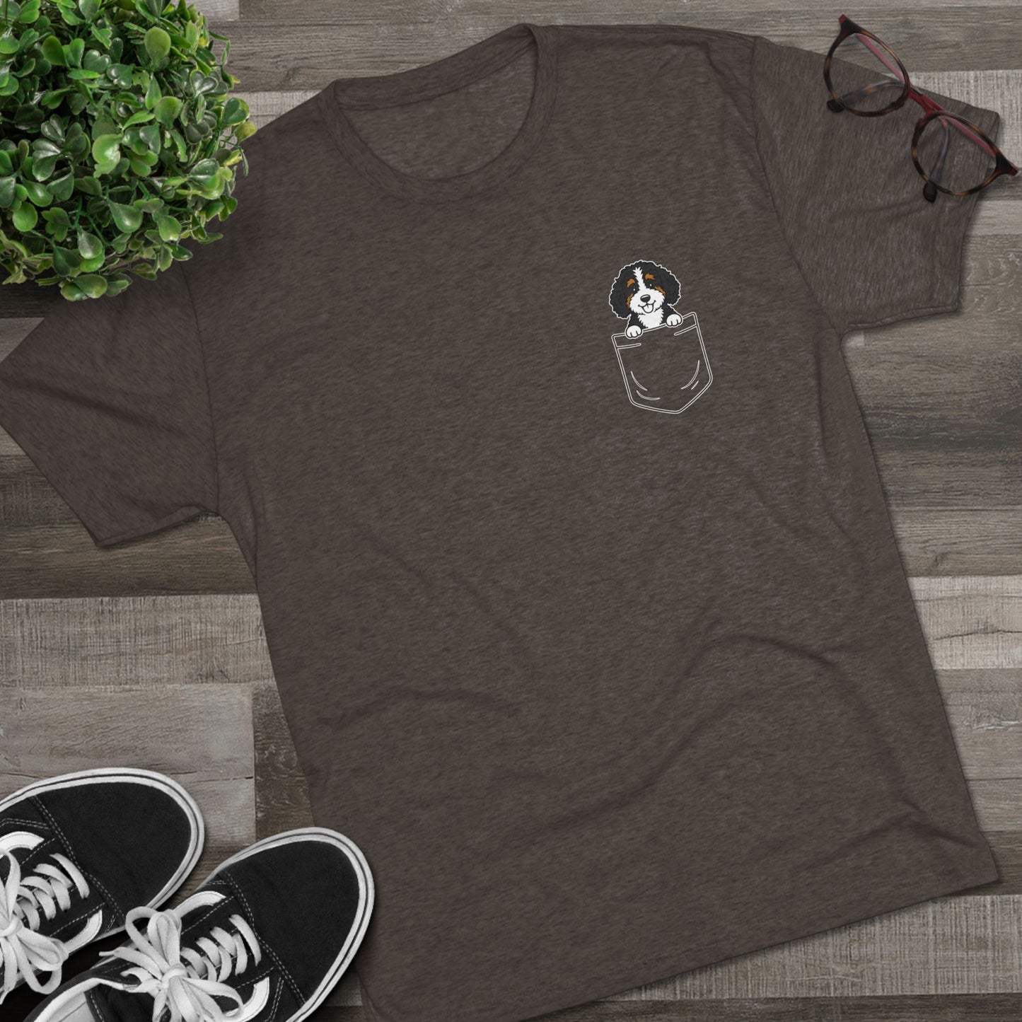 Bernedoodle Pocket-Print Tri-blend Tee