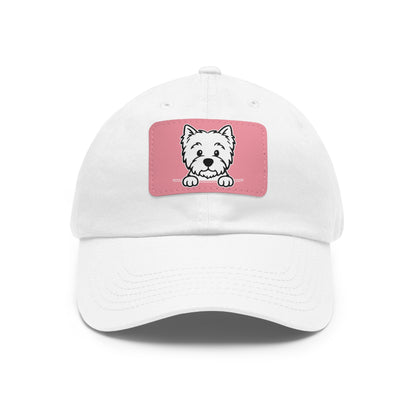 West Highland Terrier (Westie) Dad Hat – Unisex Leather Patch Adjustable Cap