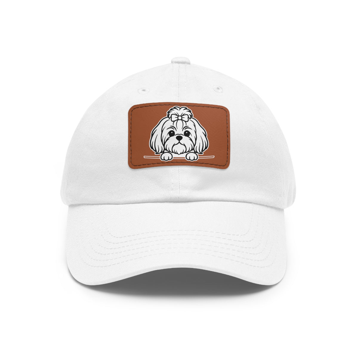Shih Tzu (Top Knot) Dad Hat – Unisex Leather Patch Adjustable Cap