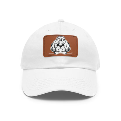 Shih Tzu (Top Knot) Dad Hat – Unisex Leather Patch Adjustable Cap