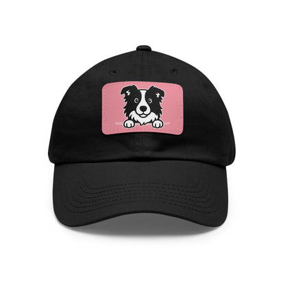 Border Collie Dad Hat – Unisex Leather Patch Adjustable Cap