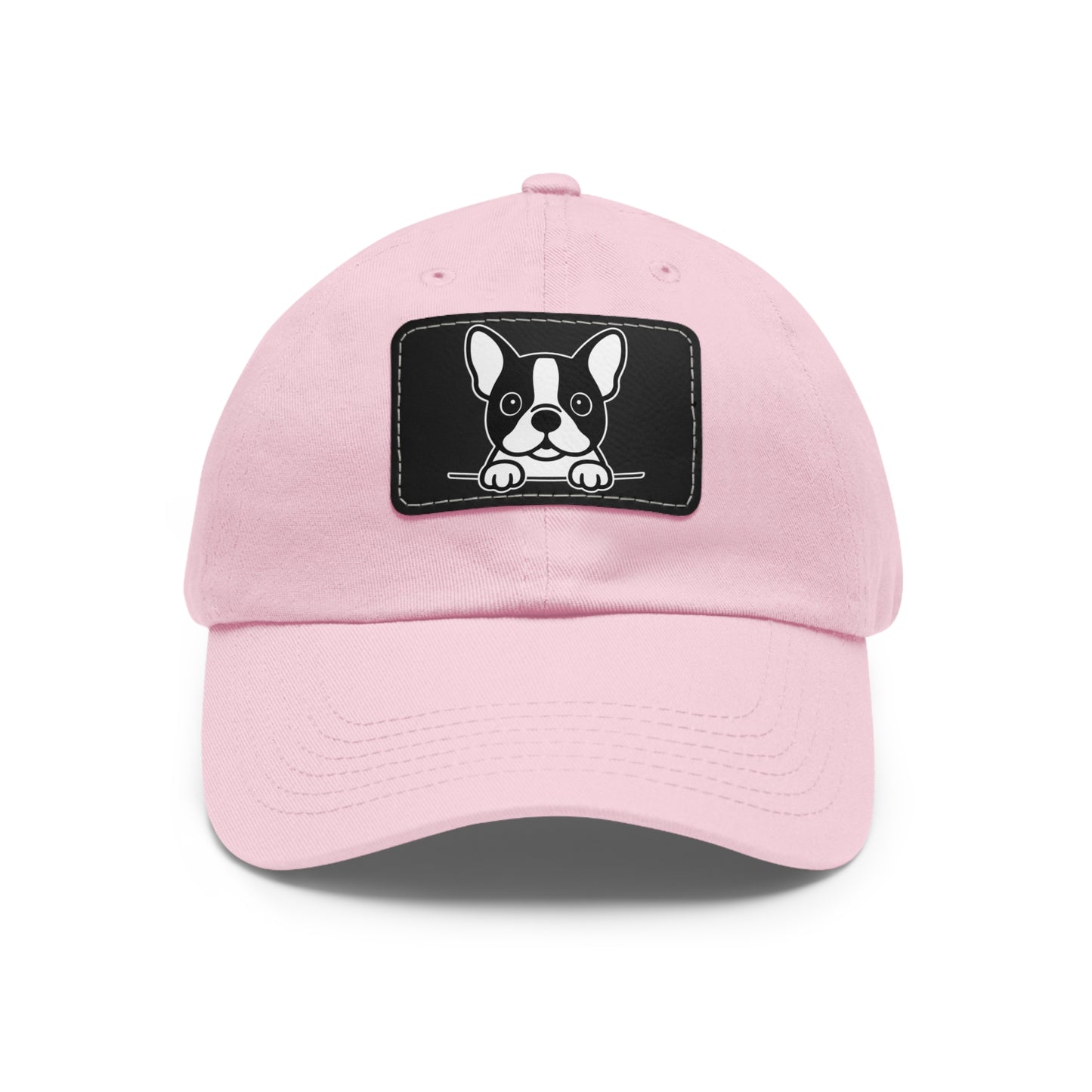 Boston Terrier Dad Hat – Unisex Leather Patch Adjustable Cap